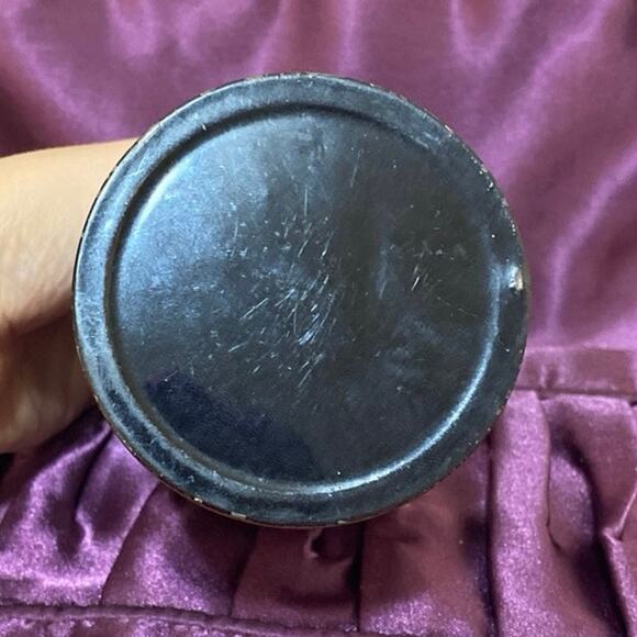 Red Orange Lacquered Asian Japanese Tea Canister Tin Crane FAIR CONDITION READ - Picture 7 of 11